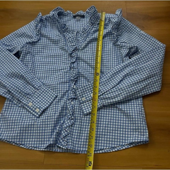 Womens Tommy Hilfiger Gingham Ruffled‎ Cottagecore Button Down Shirt - Picture 4 of 6